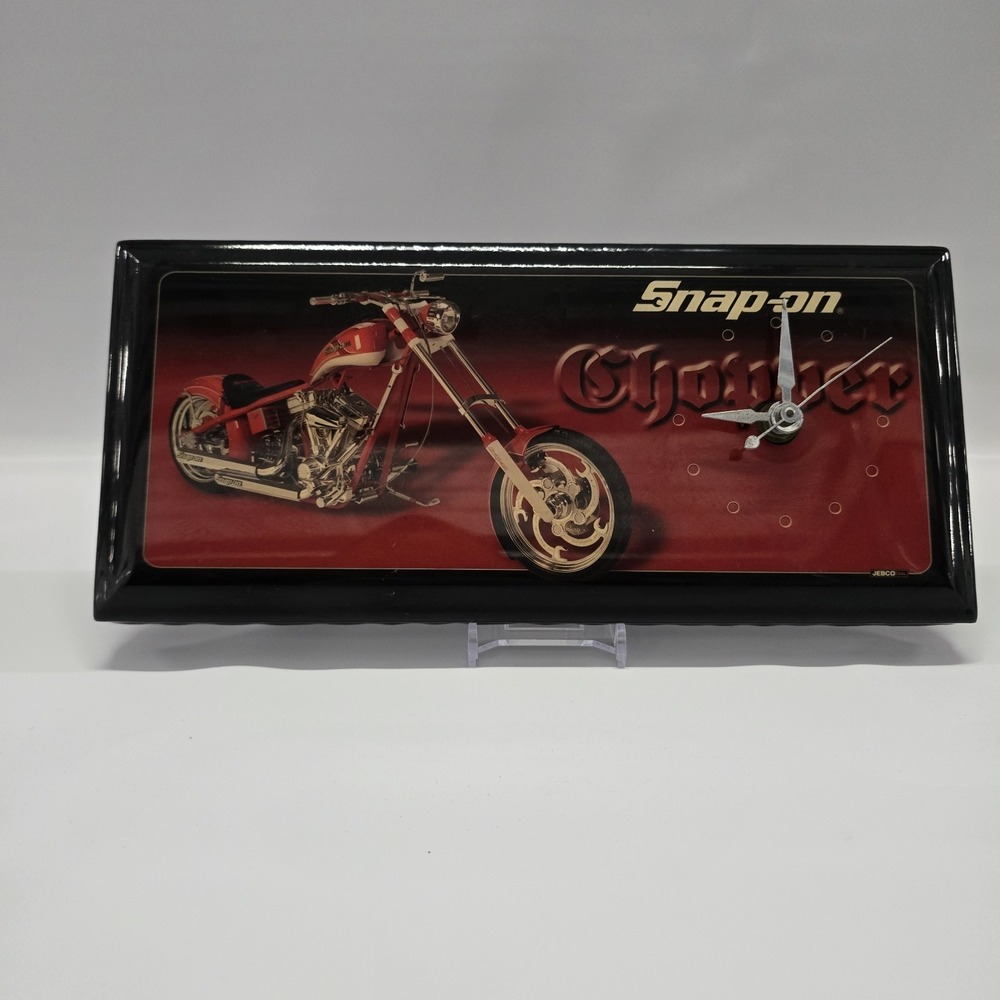 Snap-On Choppers 23" X 11" Red Black Wall Clock Jebco Vintage WORKS